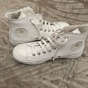 Leather white converse